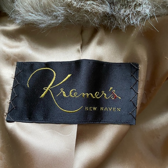 Kramer New Haven Tan Fur Leather Coat Size Medium - Picture 16 of 16